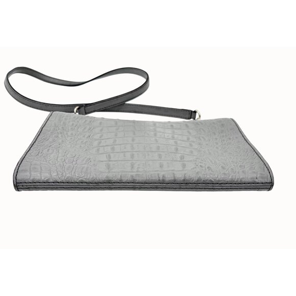 KATE SPADE HARWOOD PLACE FIONA GRAY CROC-EMBOSSED LEATHER CROSSBODY BAG PURSE - Picture 12 of 14